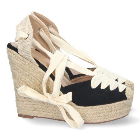 Sandalias cuña alta mujer color negro