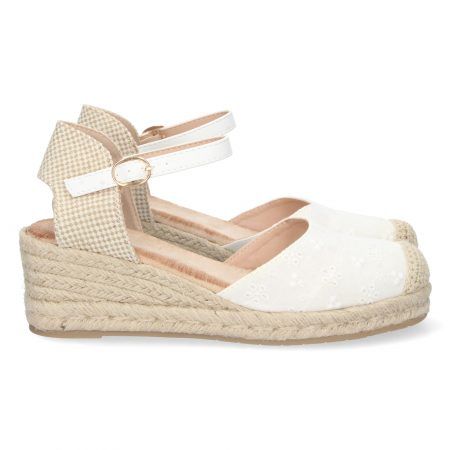 Sandalias de cuña en yute para mujer color blanco