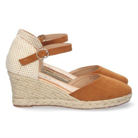 Sandalias de cuña en yute comoda mujer color camel