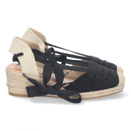 Alpargatas de cuña baja en yute mujer color negro