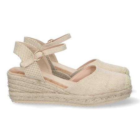 Sandalia de cuña baja en yute mujer color apricot textura