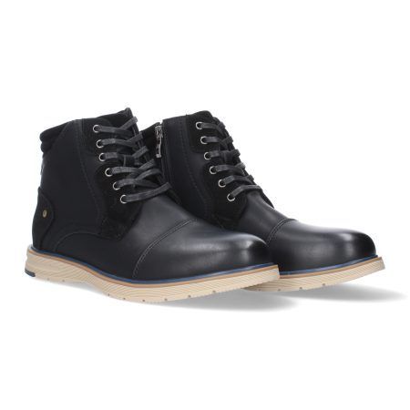 Botines planos cómodos para hombre negro LJ1951