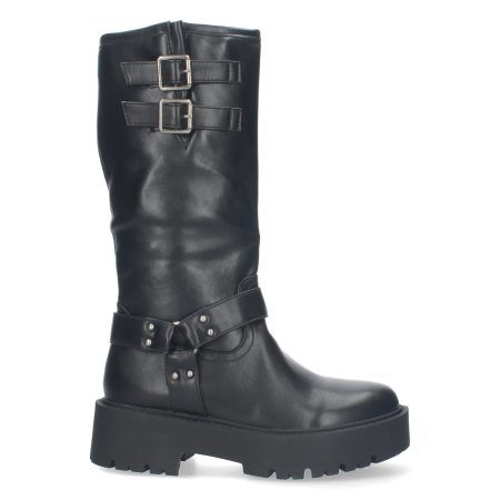 Botas estilo motero biker para mujer color negro YY-80