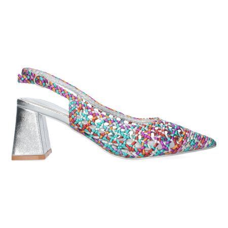Zapatos tacón cómodo de salón entrelazado multicolor