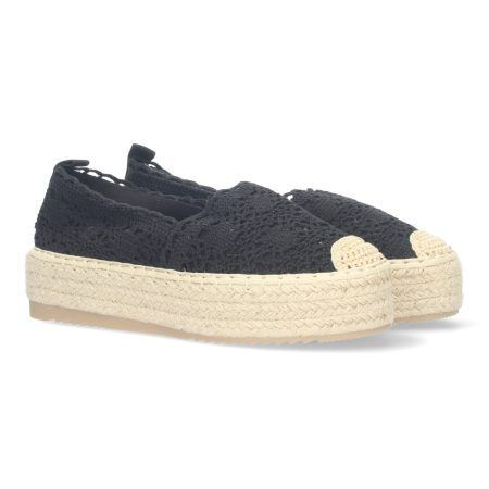 Alpargatas cómodas de encaje en yute color negro EC-3091