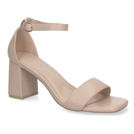 Sandalias de tacón medio para fiesta mujer color beige B-3051