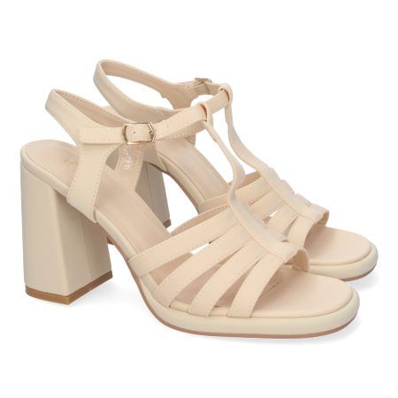 Sandalias de tacón medio de vestir para mujer color beige G2433