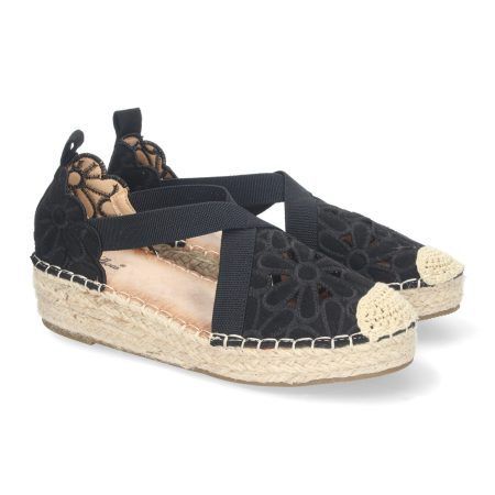 Alpargatas bajas en yute bordadas cómodas color negro mujer LLI-3Q46