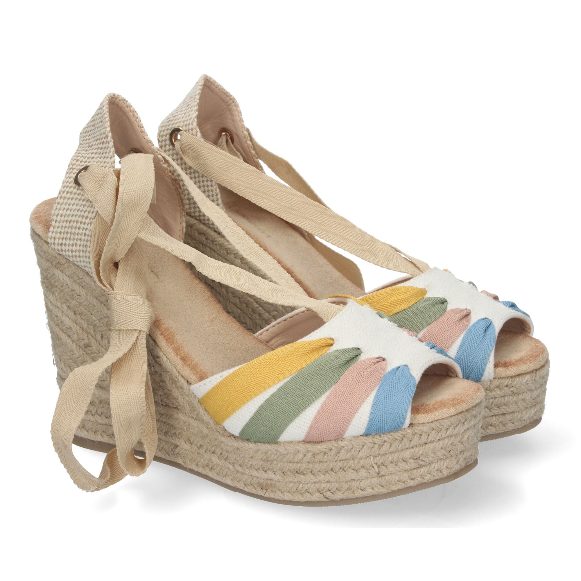1A-1561-Multi_0.jpg Sandalia cuña alta en yute lazos para mujer multicolor 1A-1561