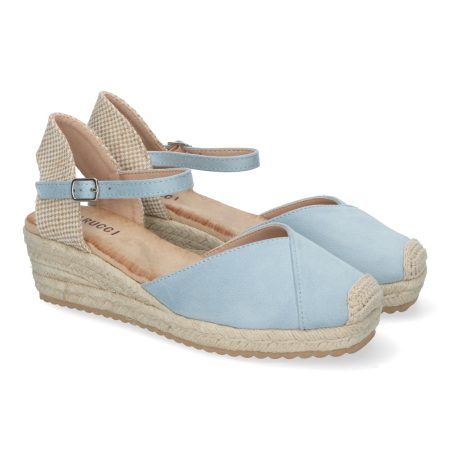 Sandalias de Cuña Baja en Yute para Mujer Color Celeste VRA-695