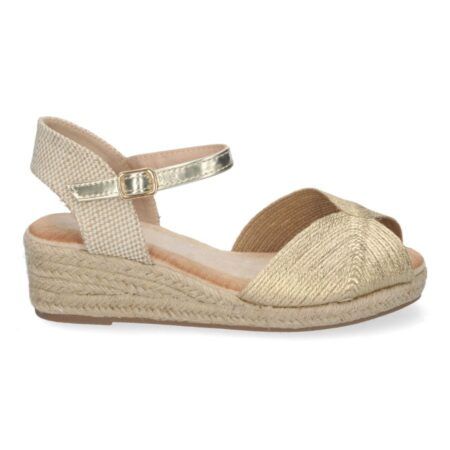 Sandalias doradas de cuña en yute bajas elegantes mujer XJY-4P1