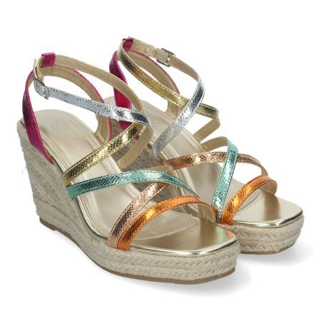 Sandalias de cuñas en yute para mujer multicolor JNS-5Q34