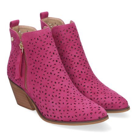 Botines de tacón cómodos calados color beige para mujer VR003