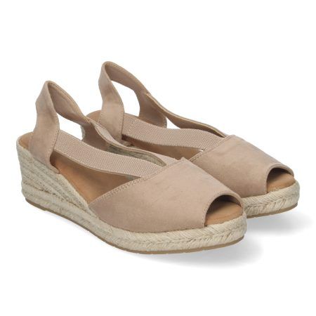 Sandalias de cuña media en yute pala abierta para mujer color beige CF-3044