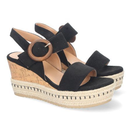 Sandalias de cuña media en yute y corcho para mujer color negro LA-716