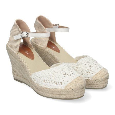 Alpargatas de cuña cómoda en yute mujer estilo valenciana blancas VRA-851