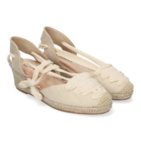 Sandalias de cuña cómoda en yute para mujer color apricot FZ22-26