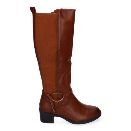 Botas altas marrones elegantes tacón bajo cómodas para mujer 2413