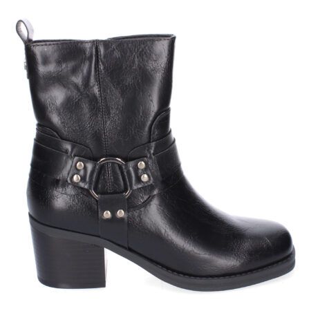 Botines de tacón medio estilo motero mujer color negro 4320