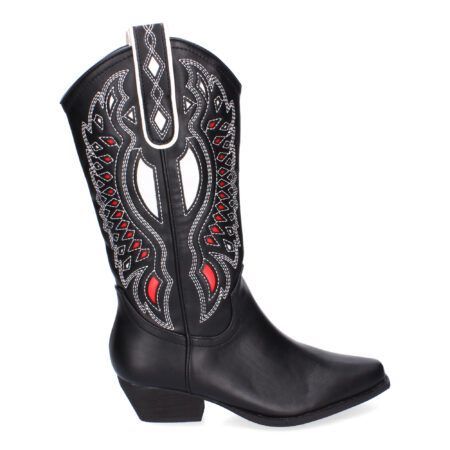 Botas de Tacón Estilo Cowboy Camperas Mujer Color Negro A-3304