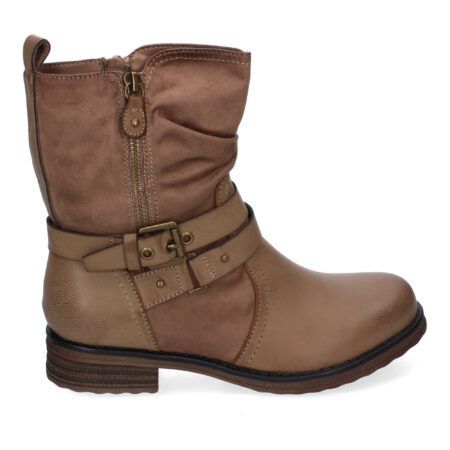 Botines planos estilo motero biker para mujer color kaki F6603