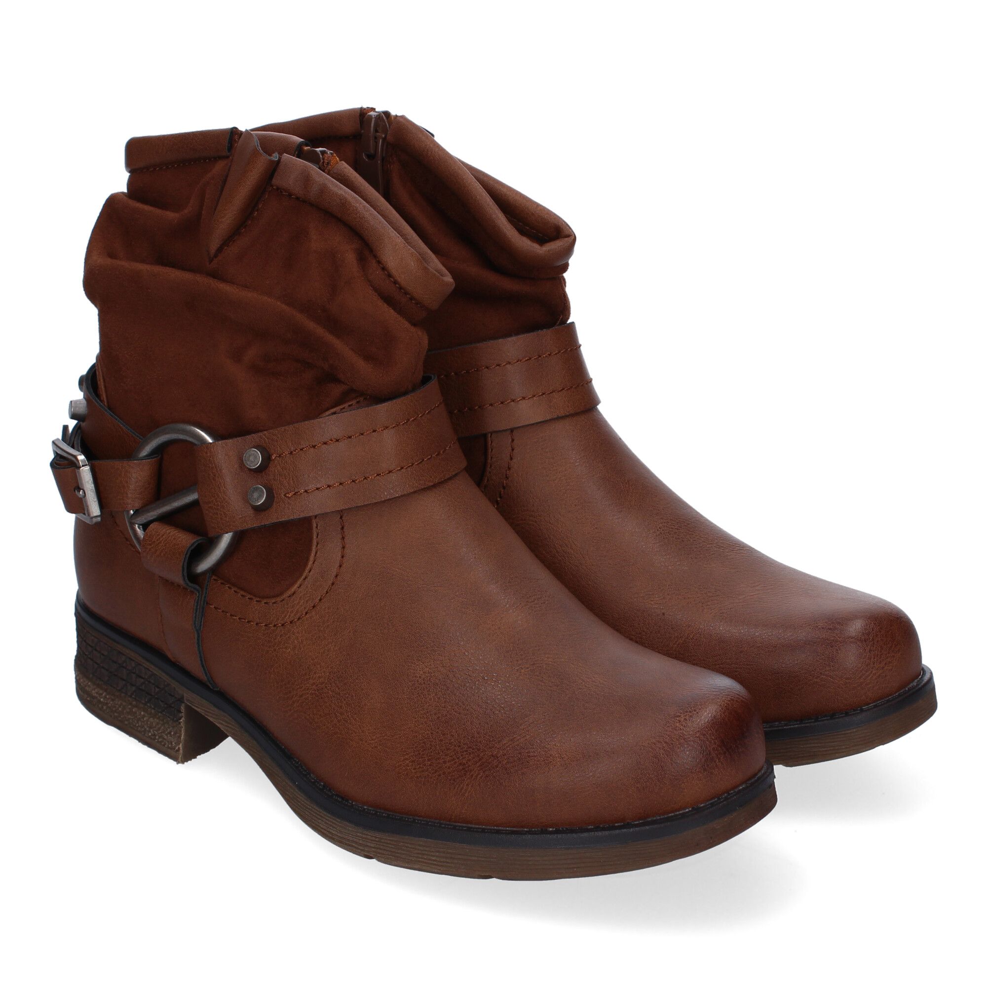 F6615-Marron_0.jpg Botines Tacón Moteros Biker Cómodo para Mujer Color Kaki F6615