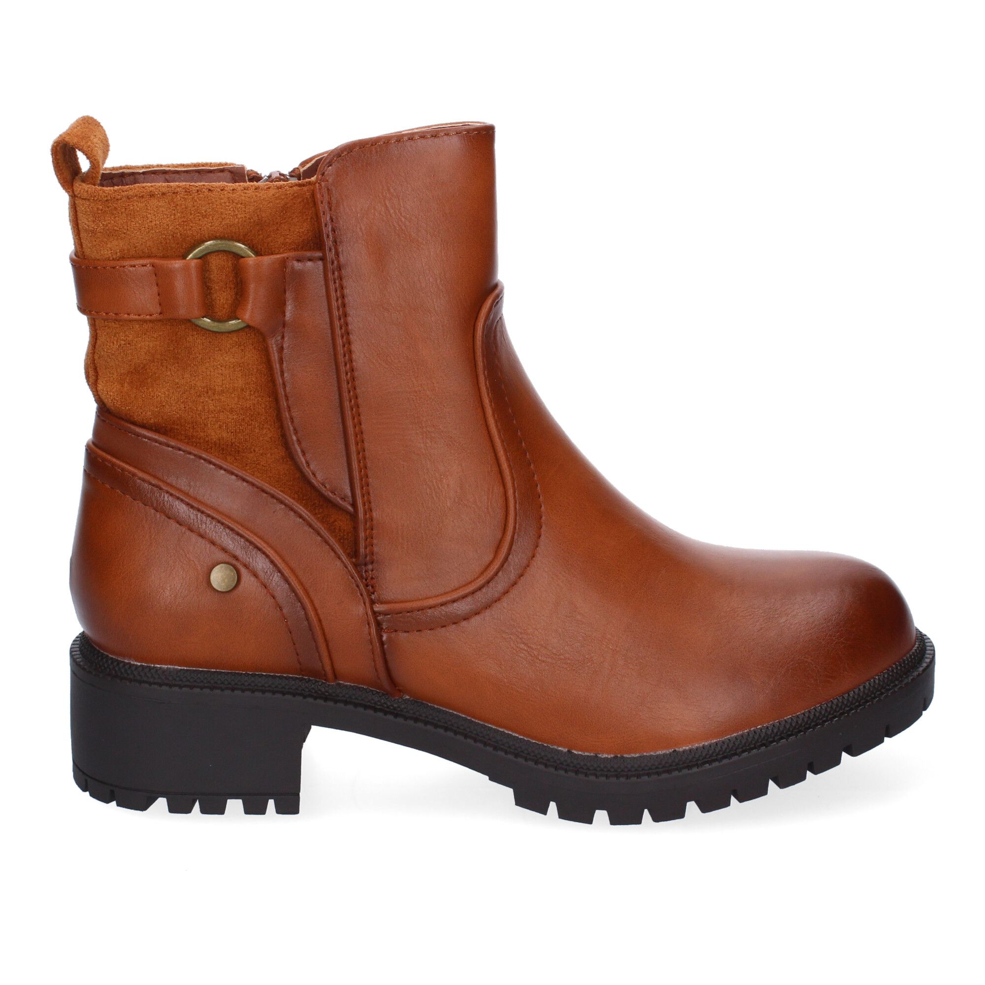 RD813-Camel_1.jpg Botines de tacón bajo elegantes hebilla para mujer camel RD813