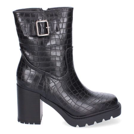Botas de tacón y plataforma textura para mujer color negro S-3398