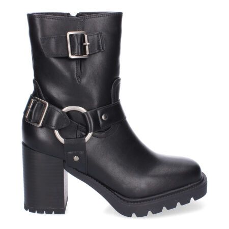Botas de tacón y plataforma estilo motero para mujer color negro S-3411