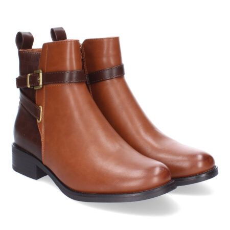 Botines tacón bajo elegantes cómodos para mujer color marrón TF8910