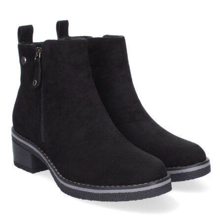 Botines de tacón bajo elegantes cómodos para mujer color negro VRA-1000