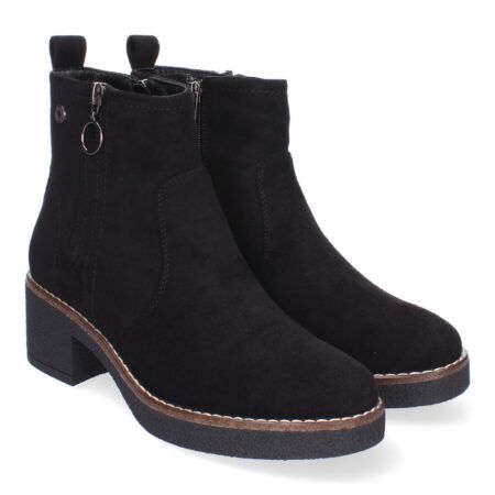 Botines planos cómodos cremallera para mujer color negro VRA-1082