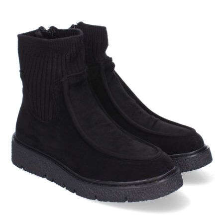 Botines planos cómodos tejido elastico para mujer color negro YZ24-018