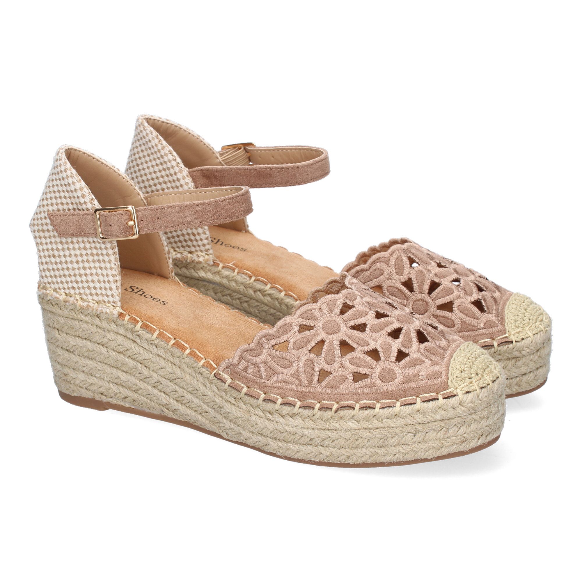 5U1-Kaki_0.jpg Alpargatas de cuña en yute pala floral bordada mujer kaki 5U1