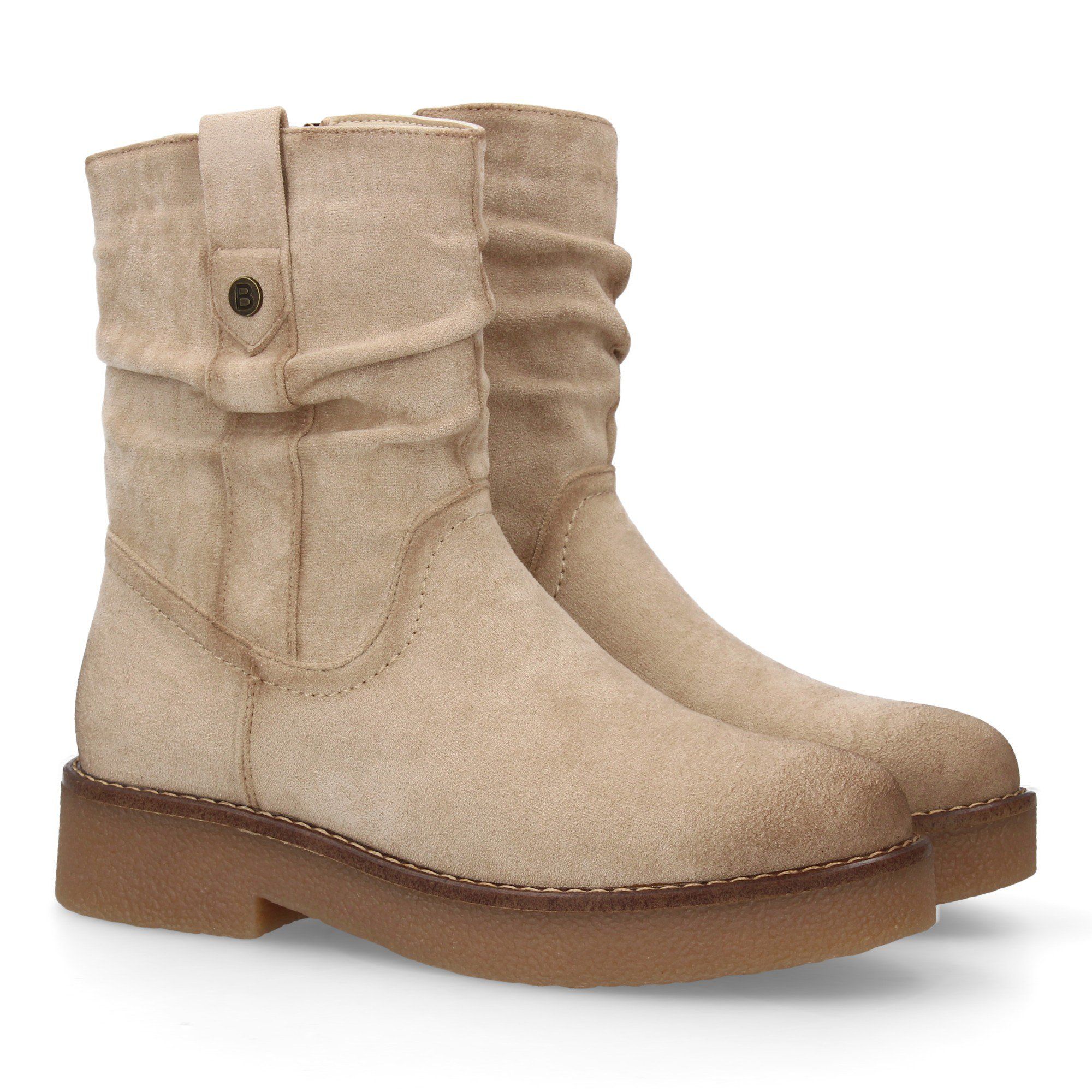 1986-10-Beige_0.jpg Botines planos caña arrugada para mujer cómodos color beige 1986-10