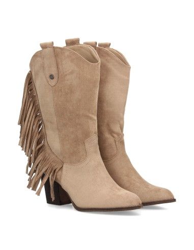 31088-large_default.jpg Botas camperas flecos laterales tacon comodo de mujer color beige