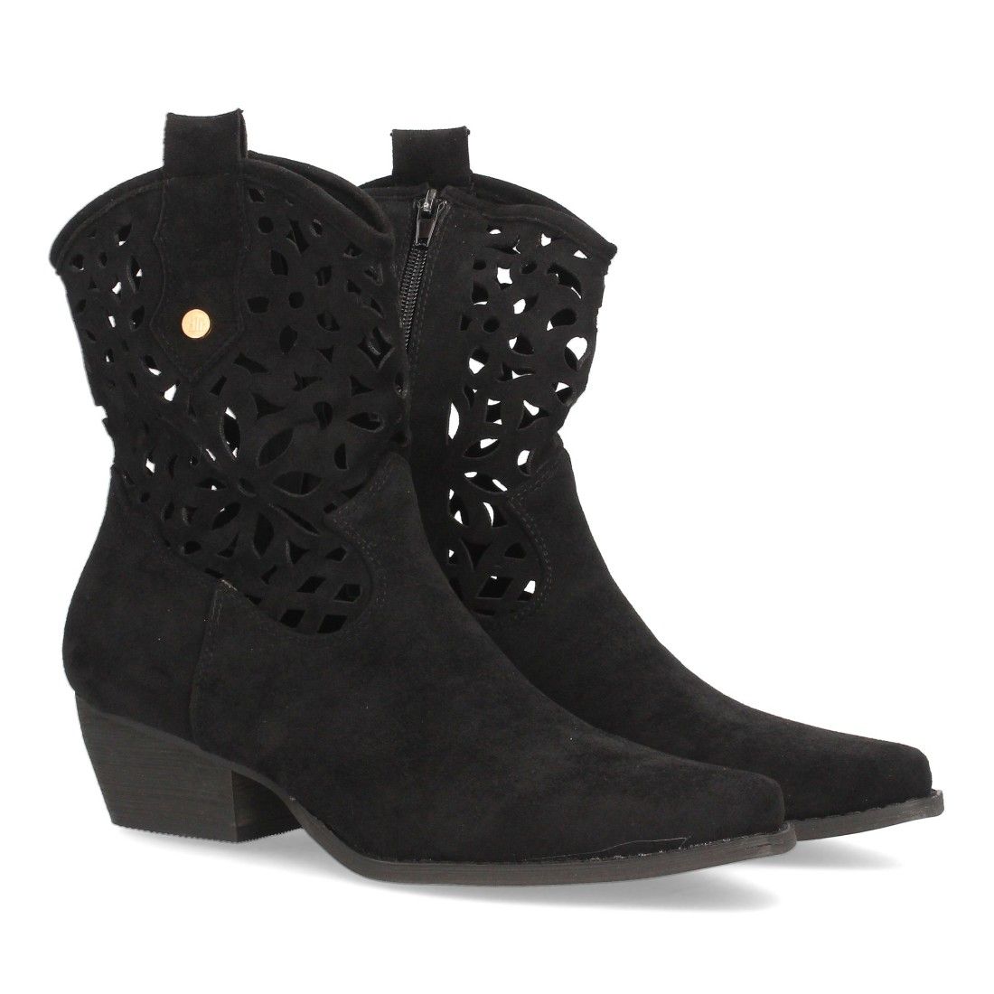 31625-thickbox_default.jpg Botines camperos tacón medio calados de mujer color negro A-5747