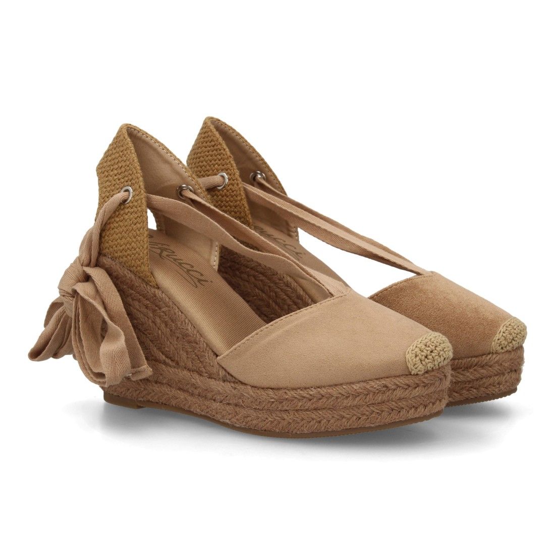 33026-thickbox_default.jpg Sandalias de cuña en yute comoda lazos de mujer color kaki